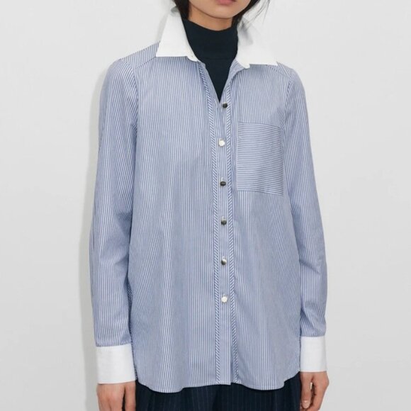 ME+EMRelaxed Feature Button Striped Shirt size 6 - Picture 1 of 7